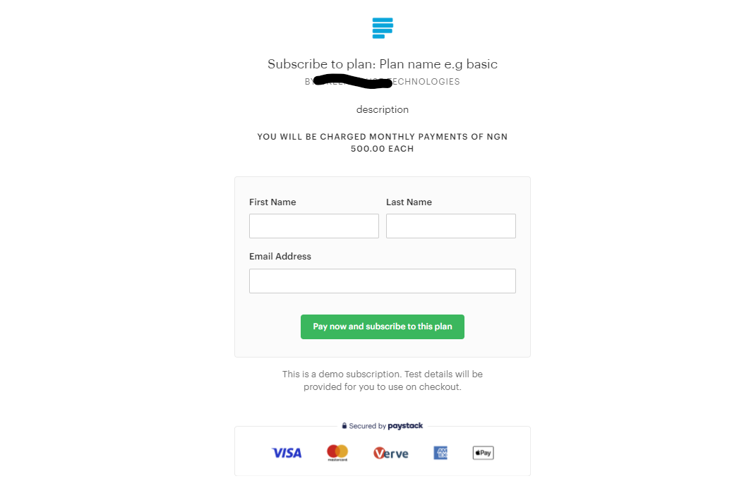 Plan subcription page