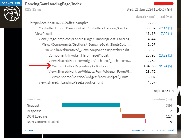 MiniProfiler custom step