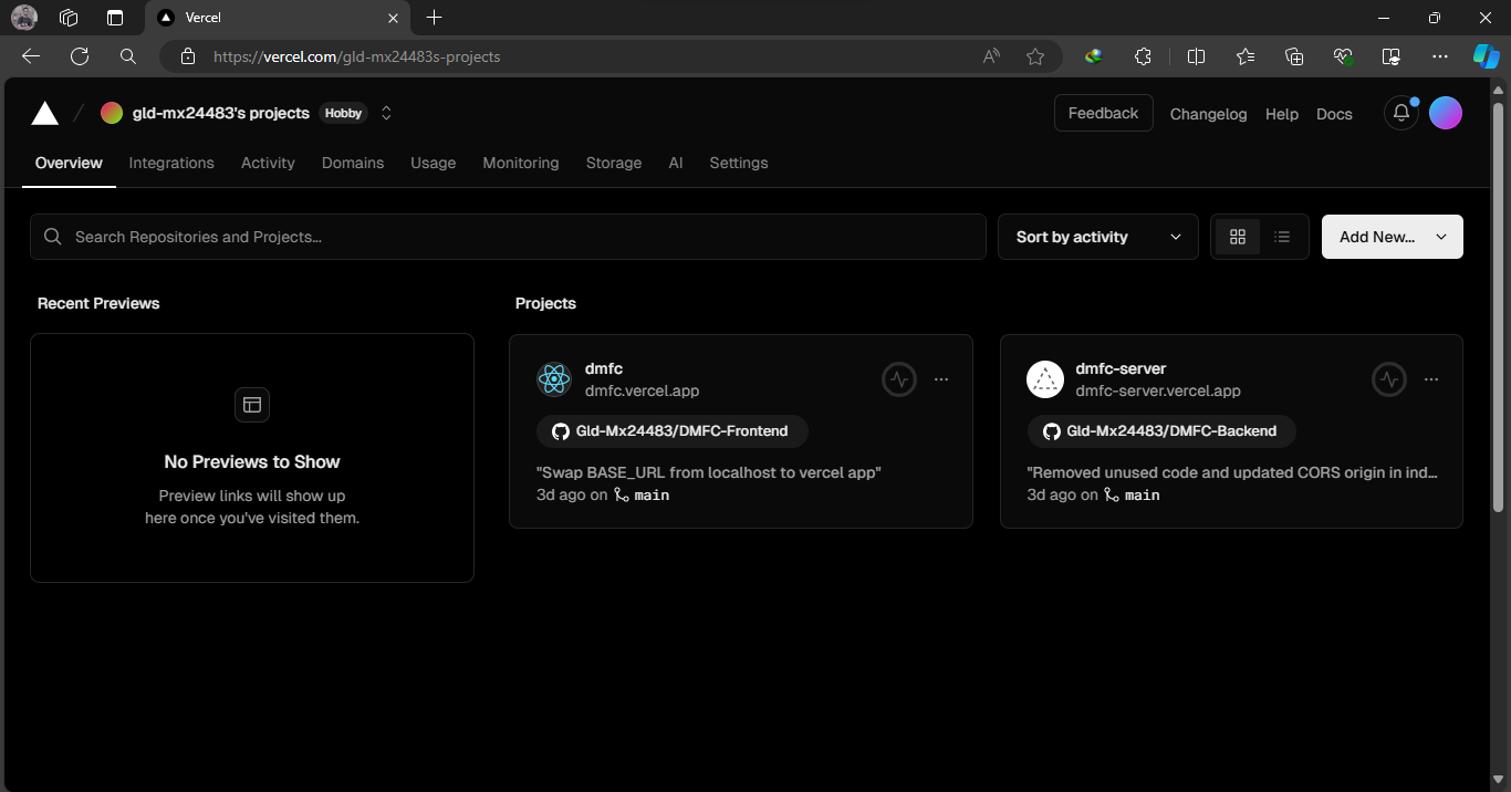 Both front and backend deployments