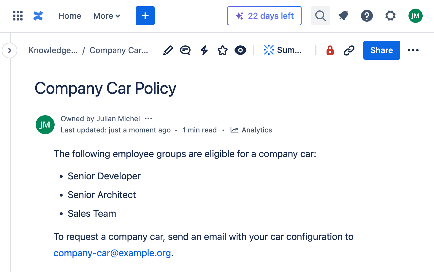 Confluence demo page - content
