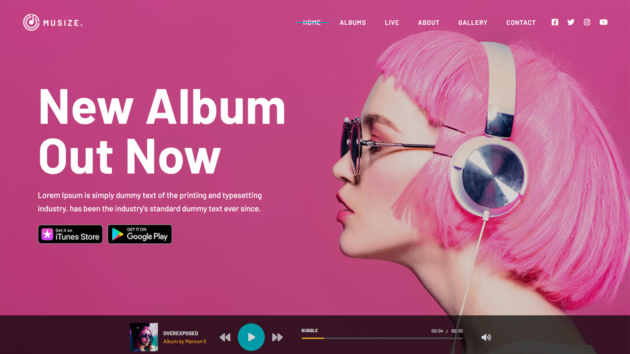  Html CSS Javascript Music Landing Page Website Design Using