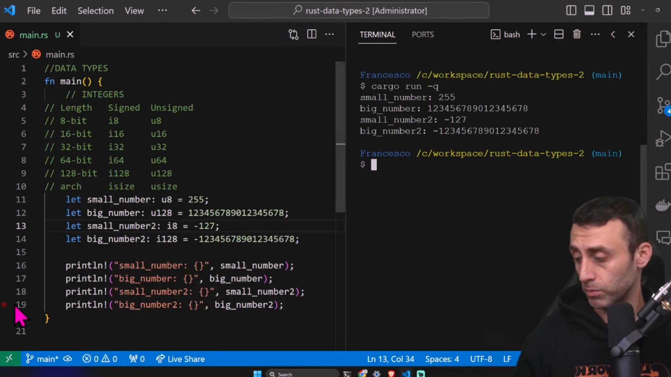 Data Types in Rust - Rust programming tutorial