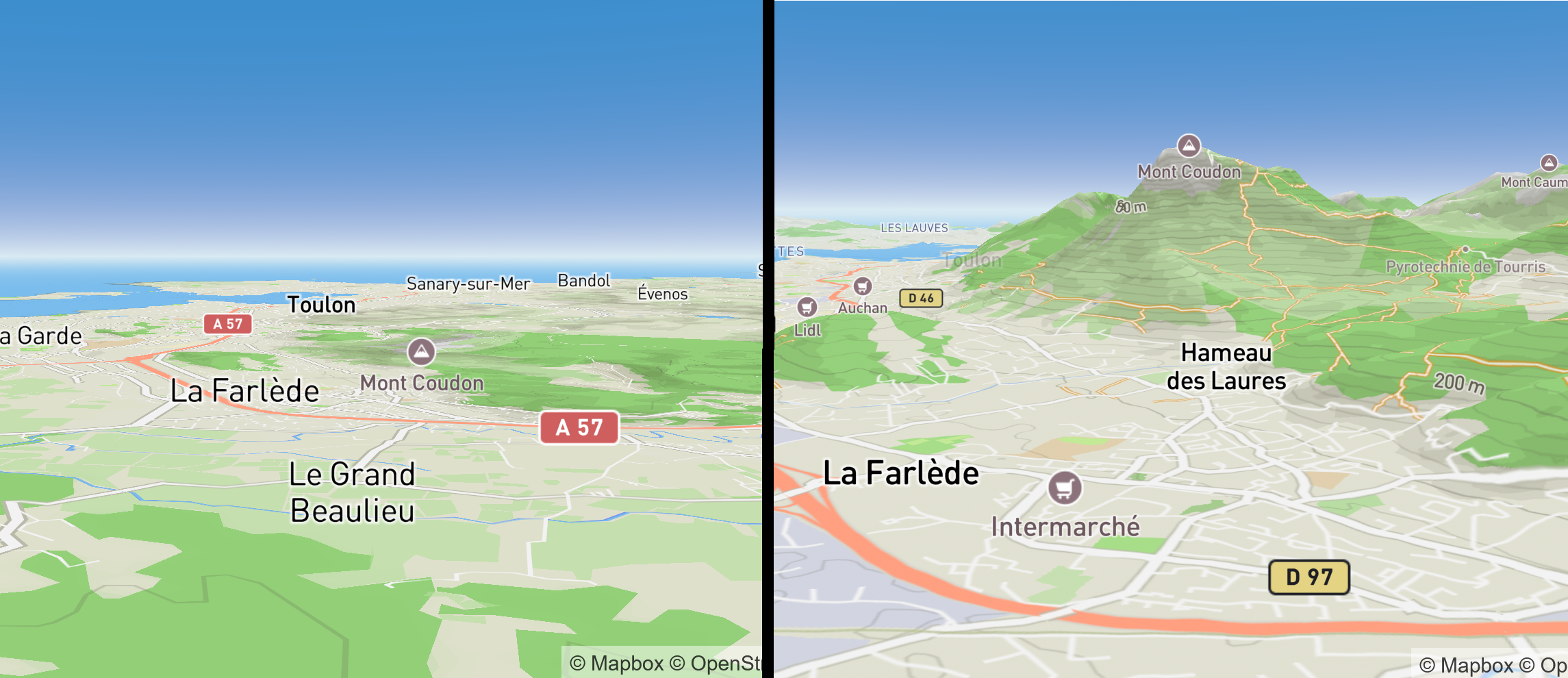 Terrain comarison without and with raster DEM