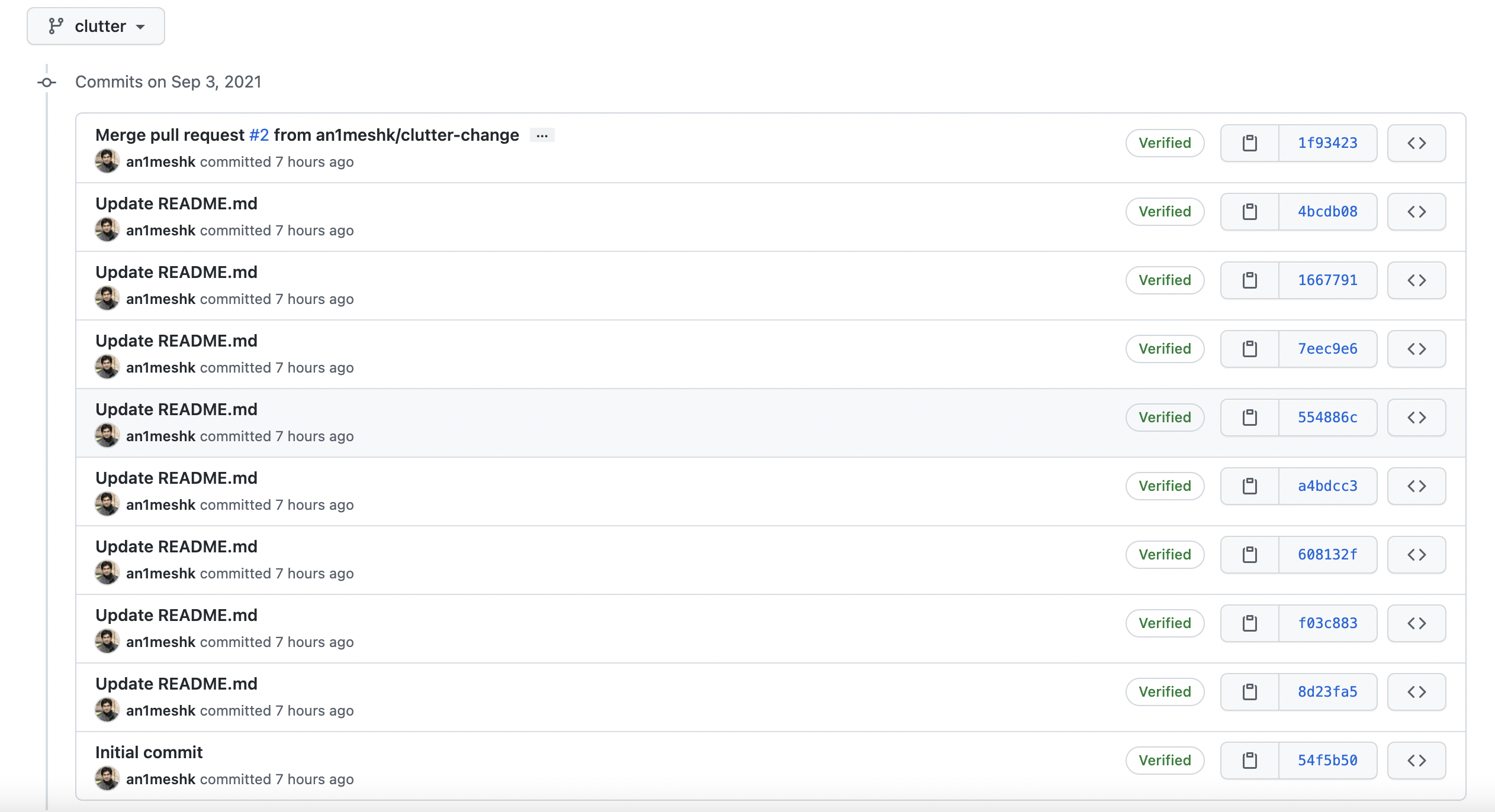 clutter commit history