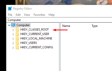 Image pointing to HKEY_CLASSES_ROOT folder