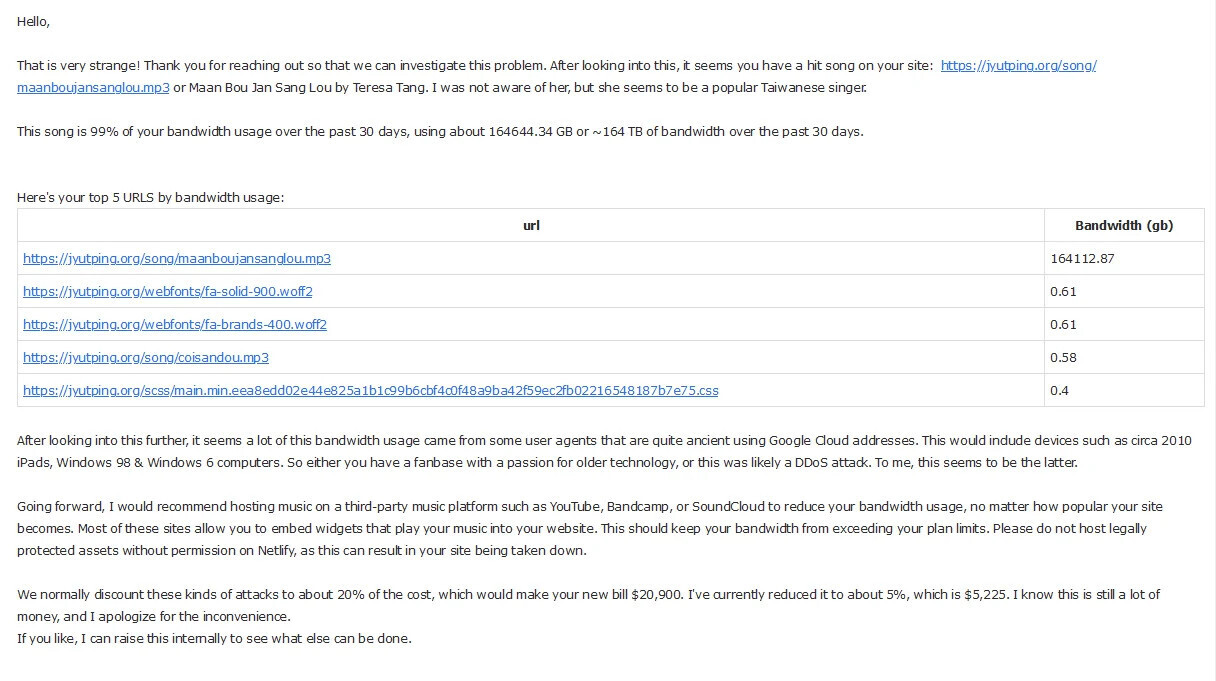 Netlify's initial response
