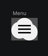 The cloud-shaped button with three horizontal stripes as its label on it