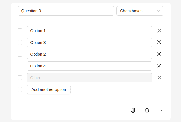 Question with checkboxes