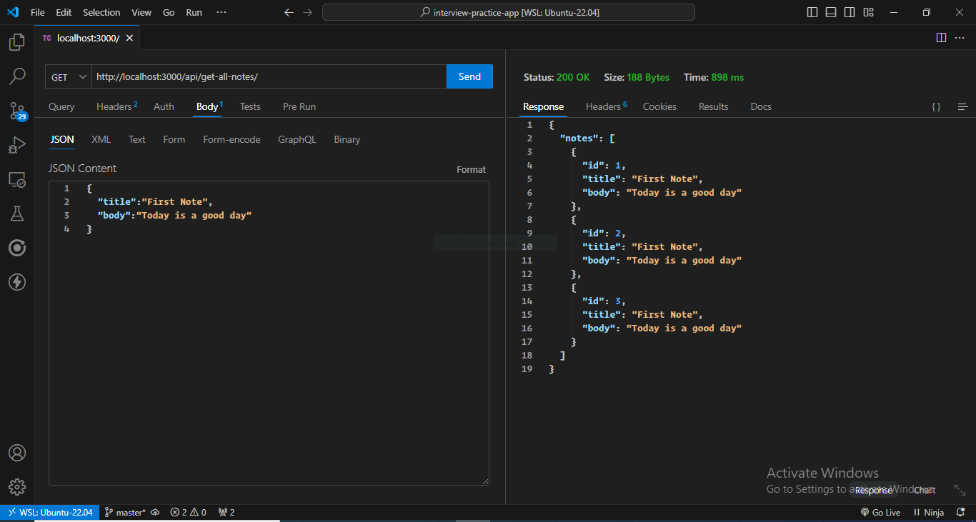 Request to get all notes