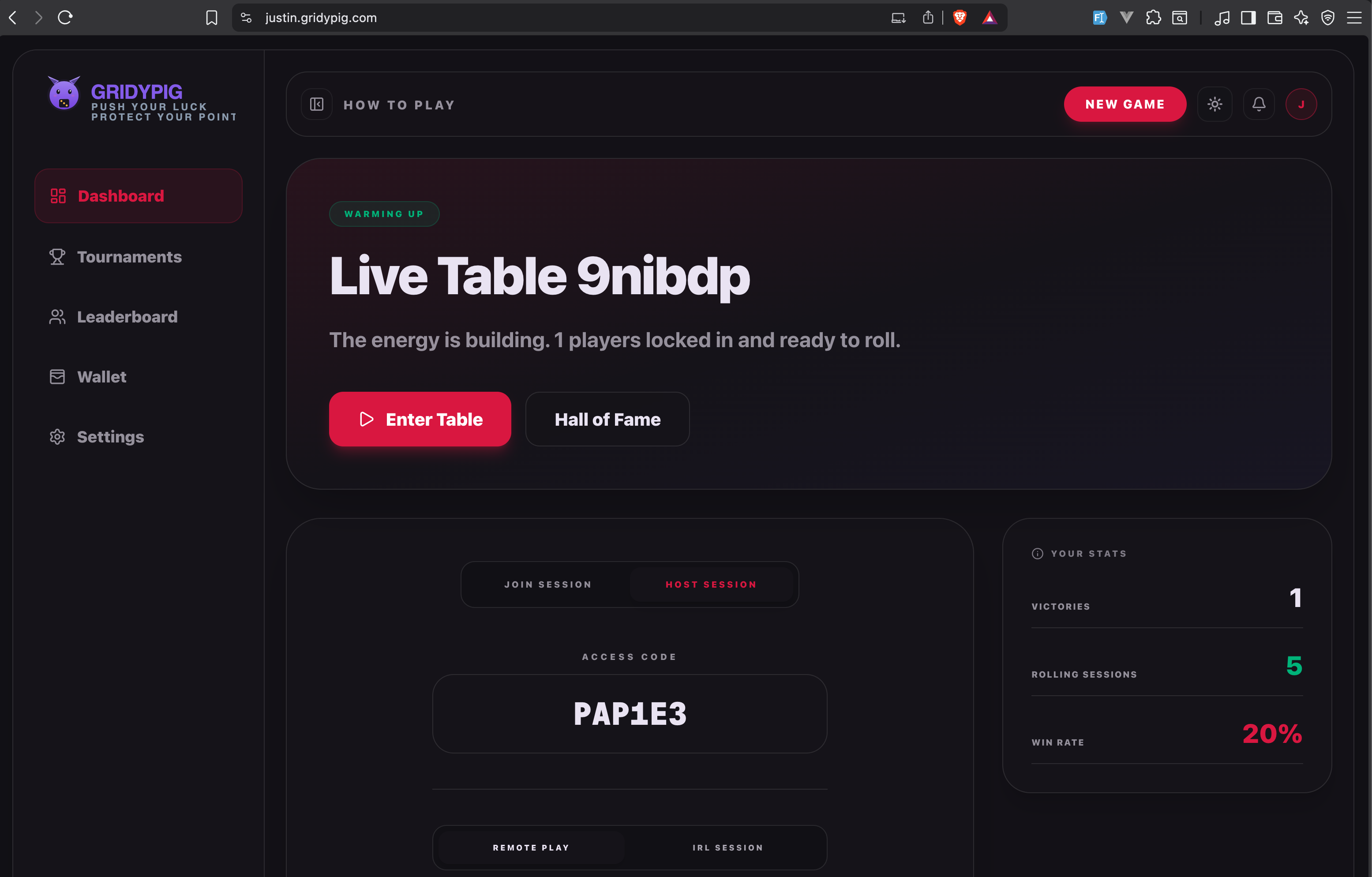 Game landing page