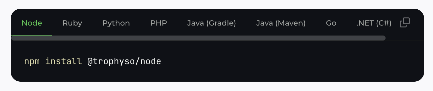 Code snippets in the Trophy docs
