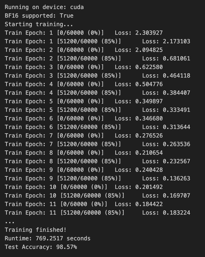 T4 GPU (bfloat16), epochs: 50, batch size: 512
