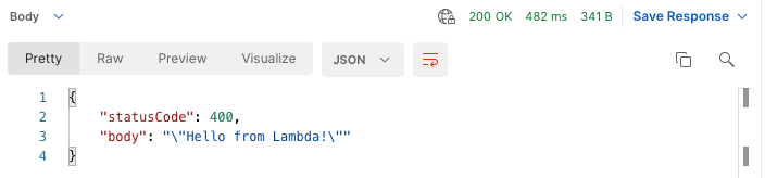HTTP 200 with statusCode 400
