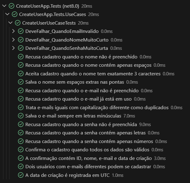 Todos os testes passando após refatoração
