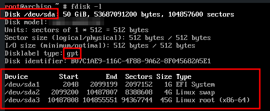 fdisk output