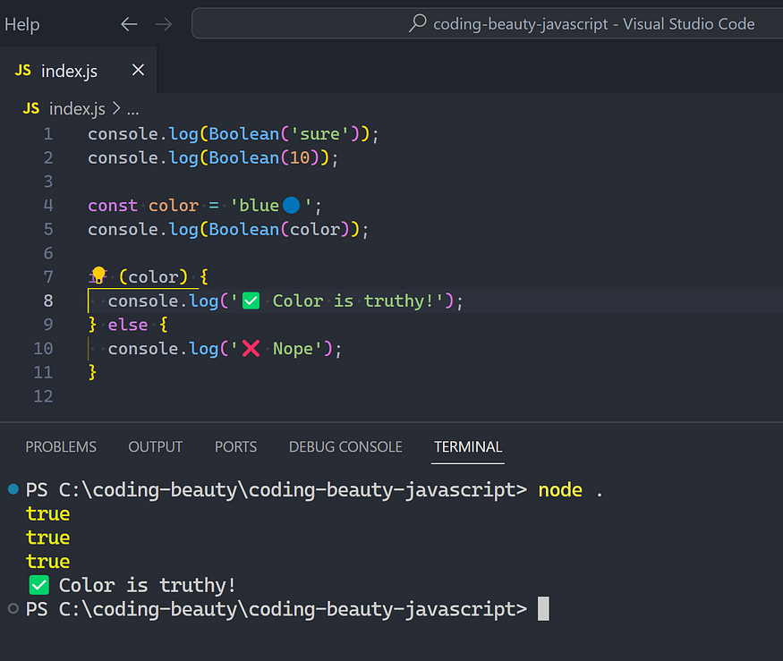 Truthy in a Boolean()