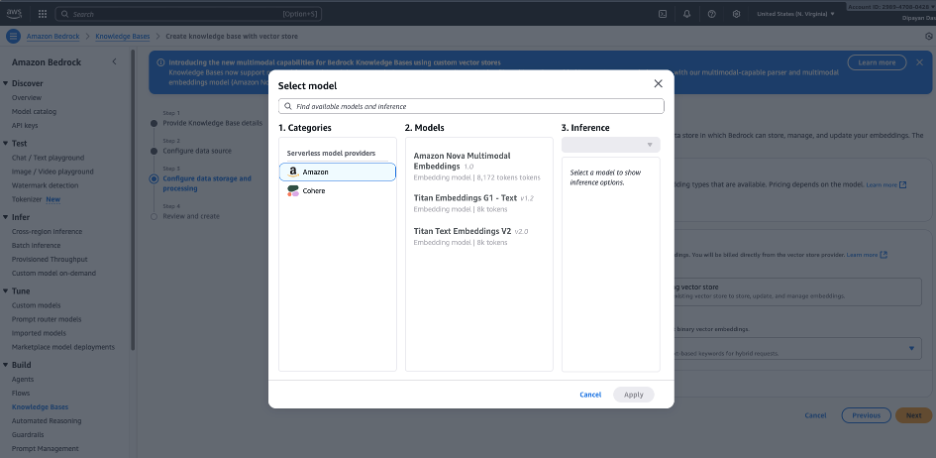 Select Embedding Model screenshot