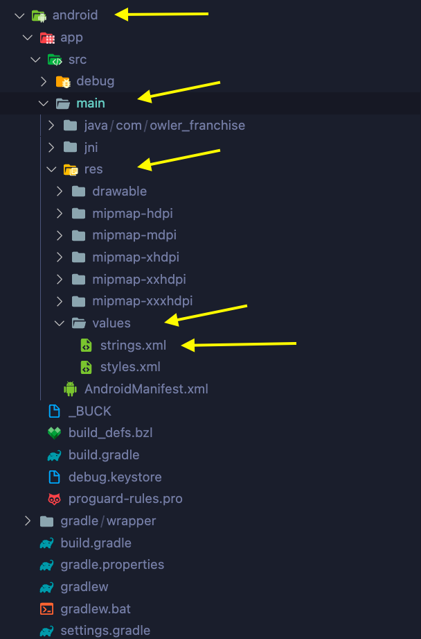 Path to strings.xml file