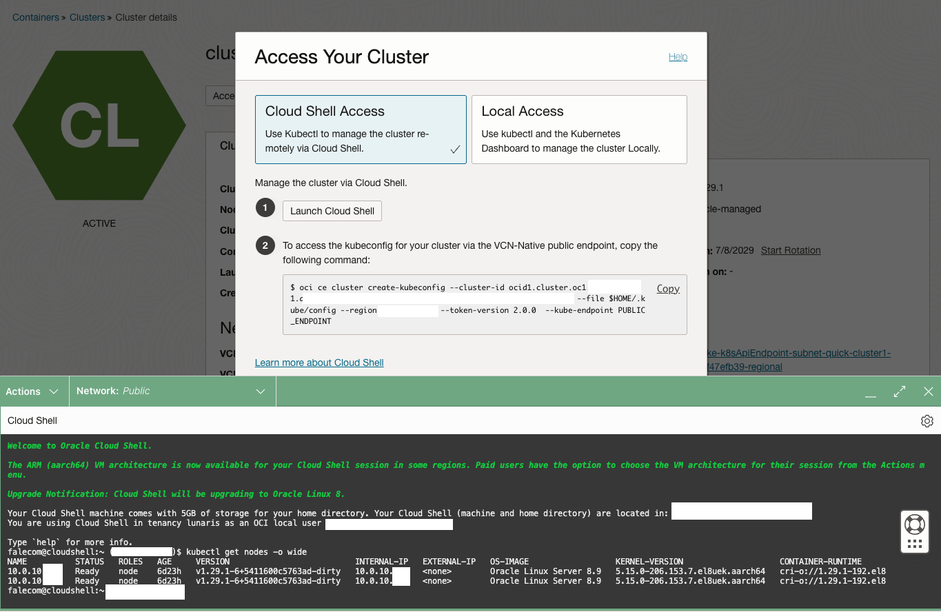 OKE Cluster provisioned