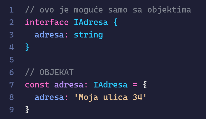 interface example to create an object in ts