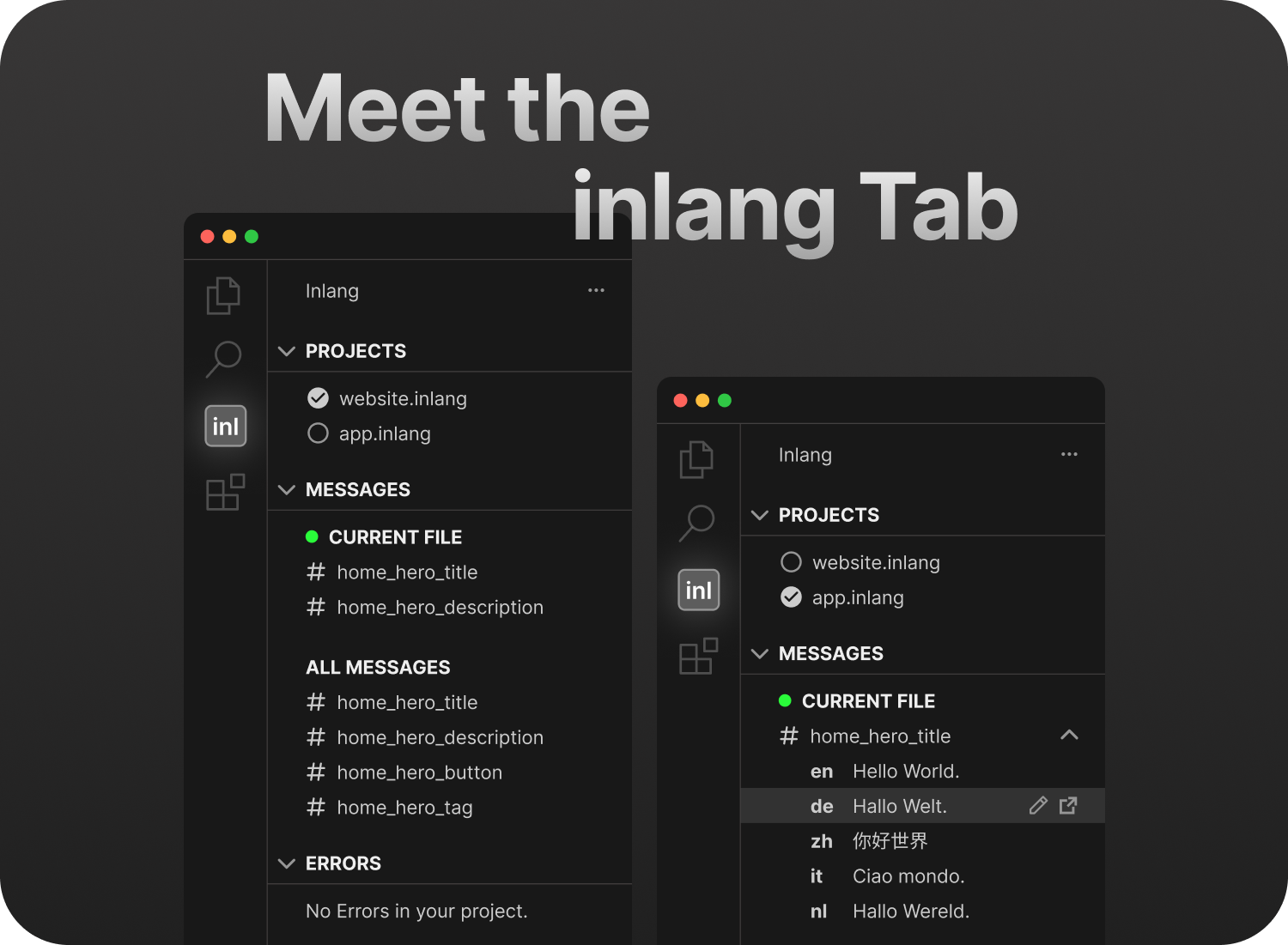 the inlang tab for i18n