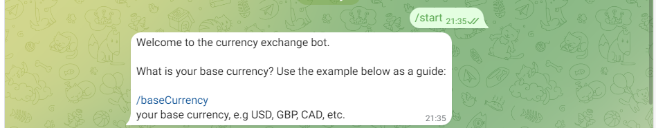 Using the start button in a Telegram bot