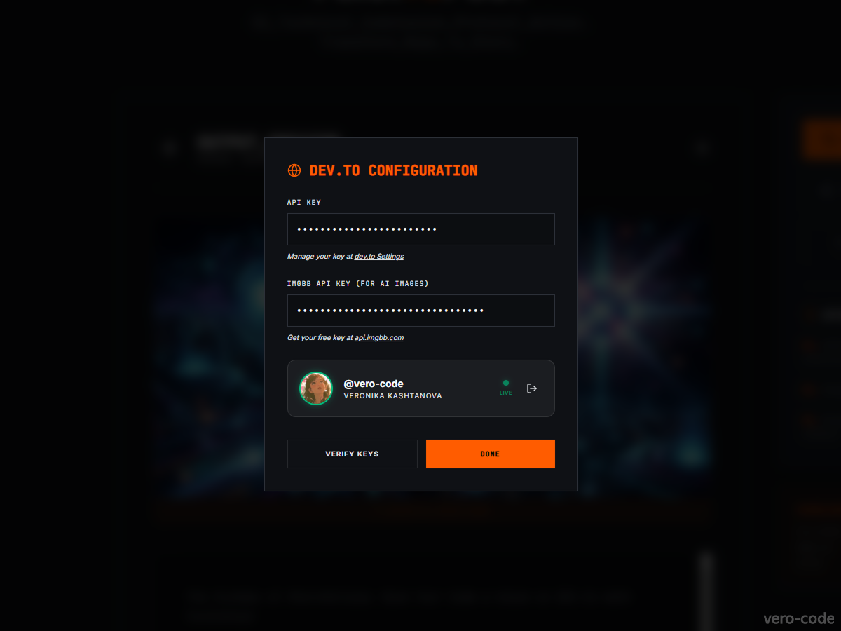 DEV.to API profile synchronization