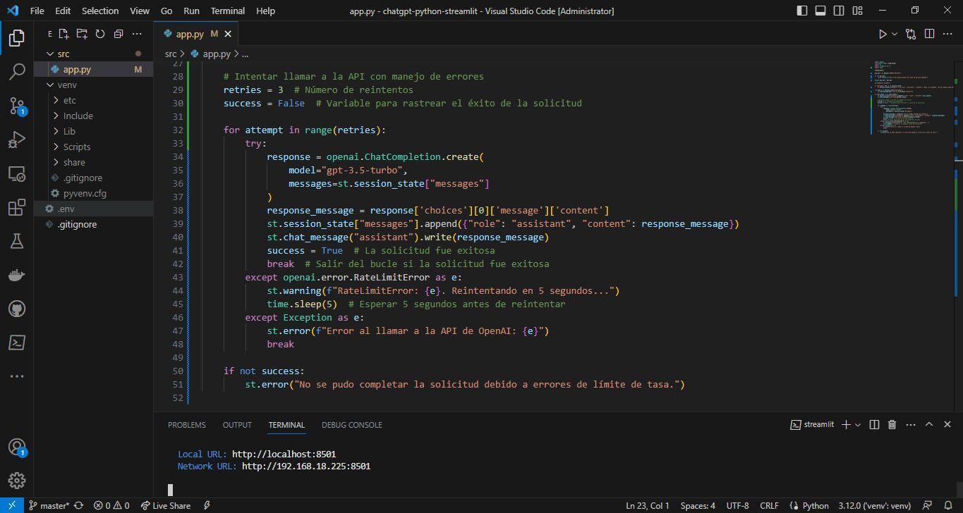 The Visual Studio Code editor displaying a Python file (app.py).