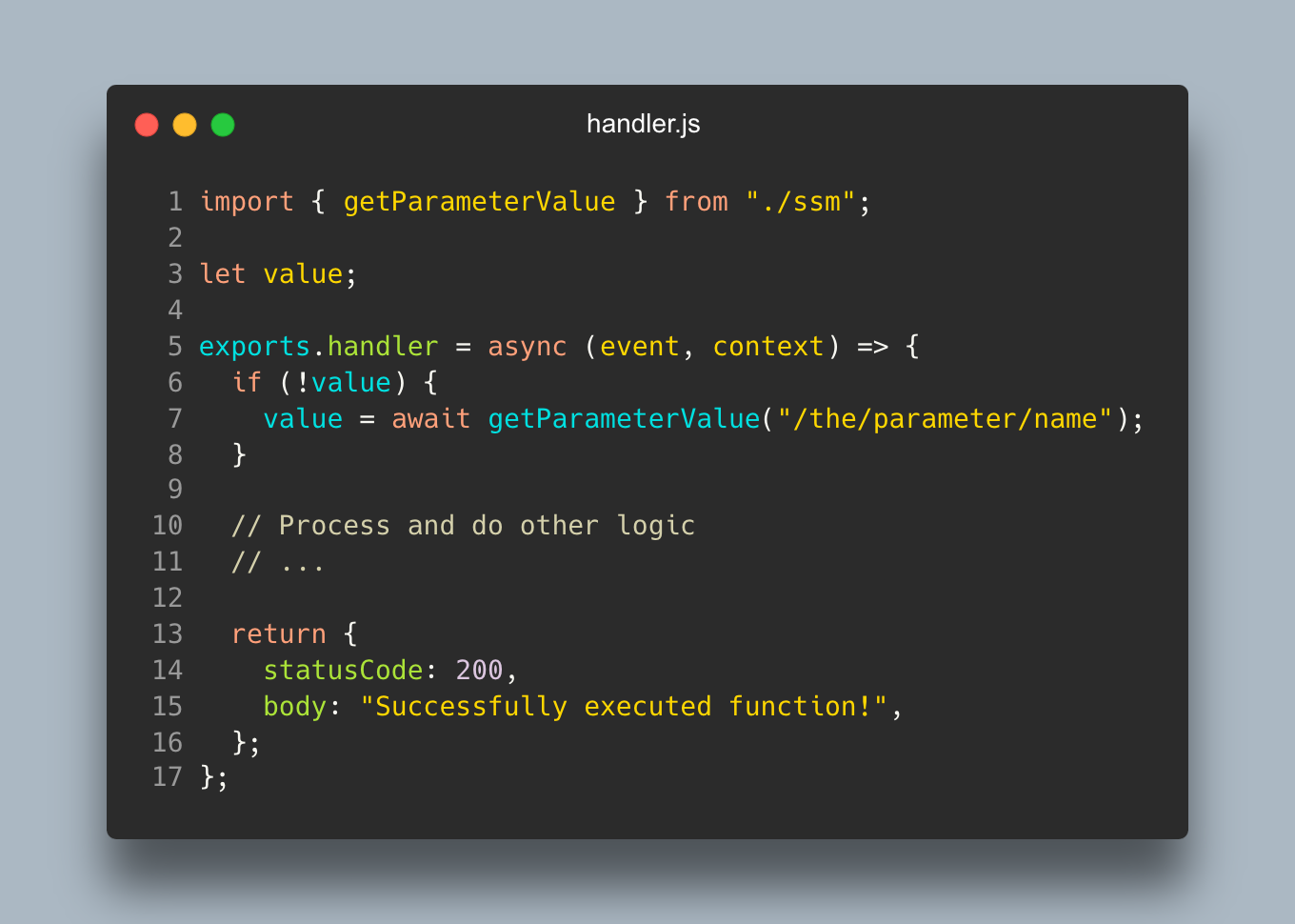handler.js to get parameter value