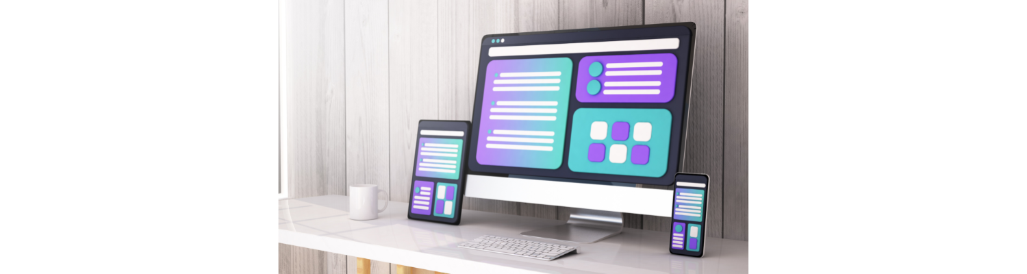 Responsive Design showing on desktop, tablet and mobile device.