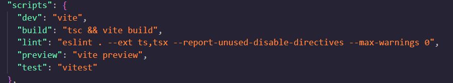 Test script in package.json