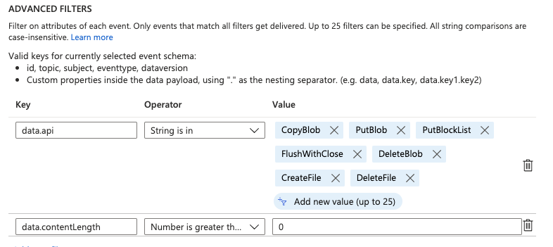 Default Event filter