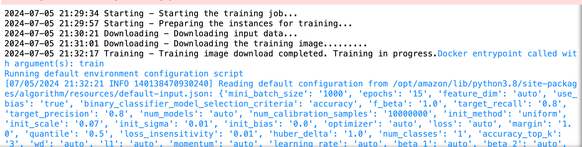 Log of training