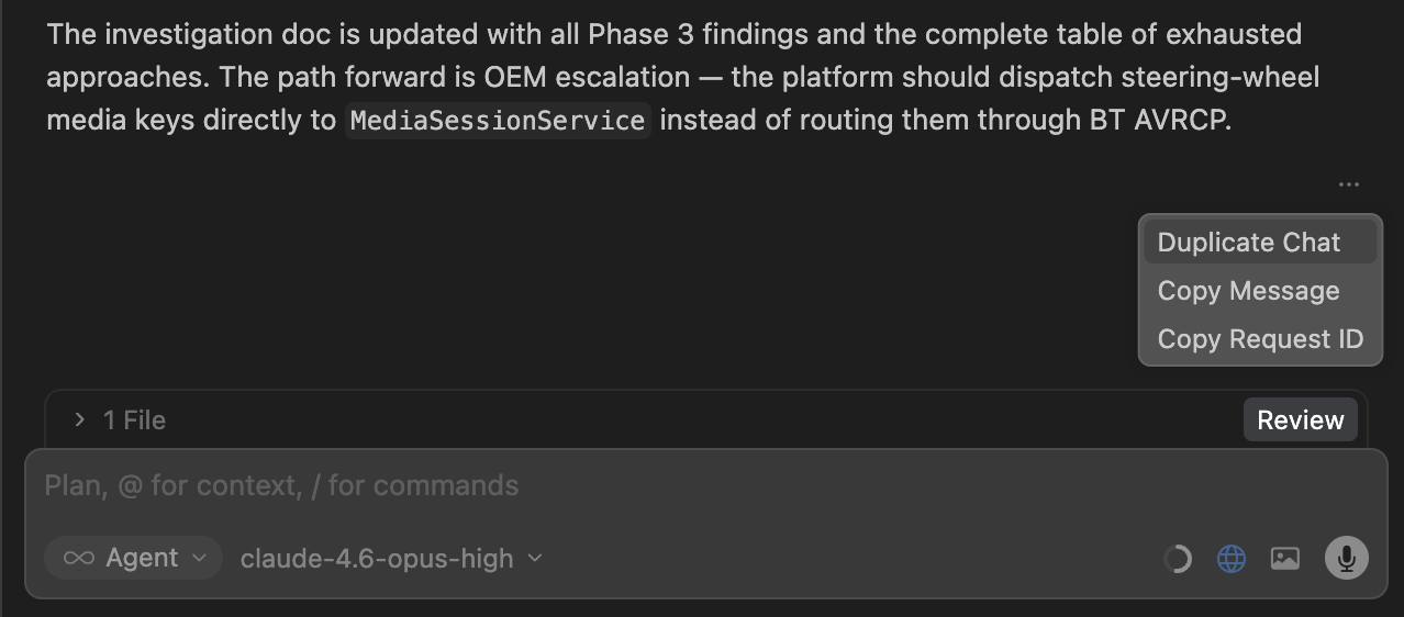 Branching out in Cursor