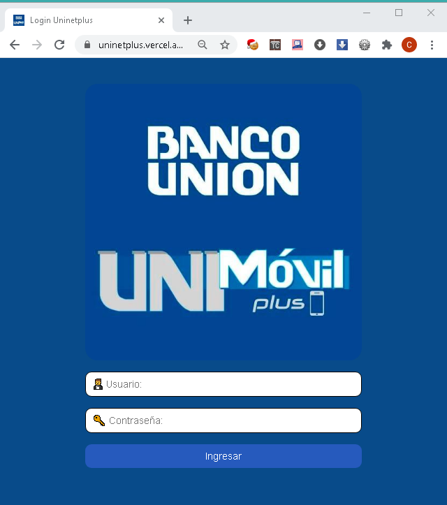 Página falsa del Banco Unión