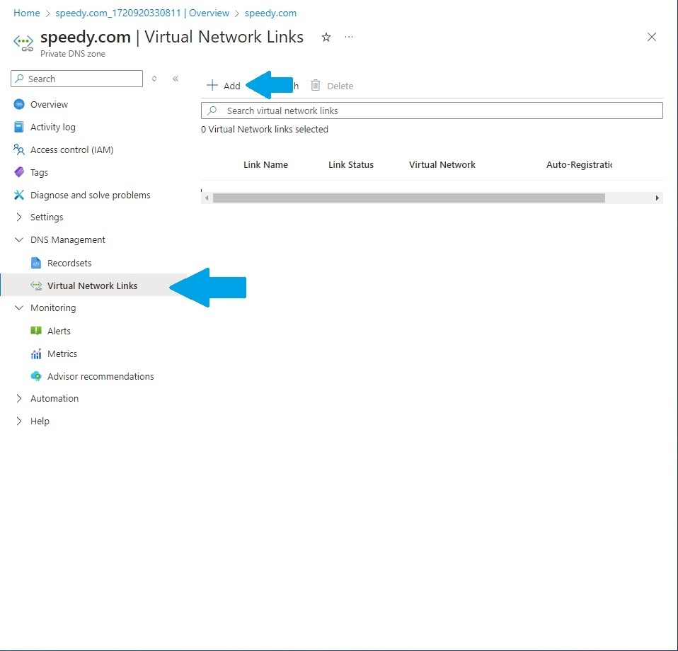 Adding Virtual Network Link