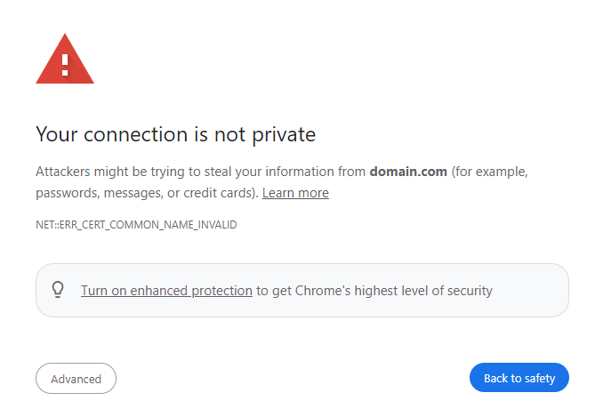 Privacy error on Chrome