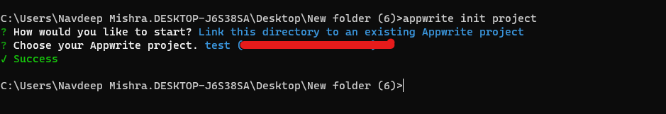 'appwrite project init'