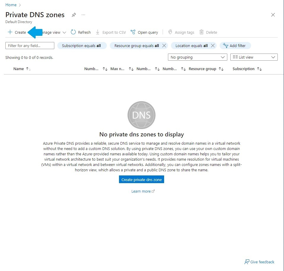 Creating Private DNS Zone