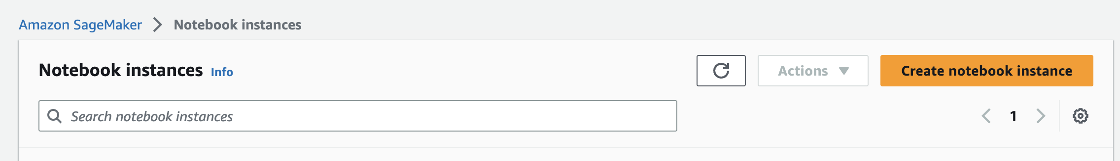 Create notebook instance button