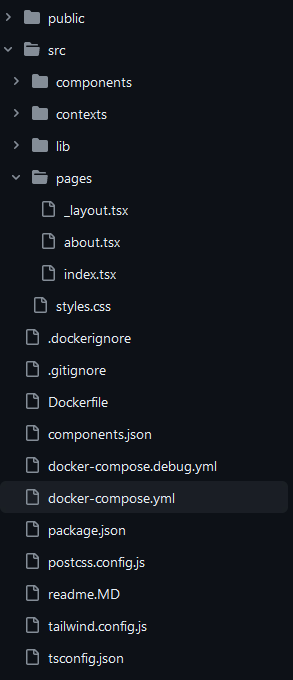 Screenshot of my project's git repo folder structure (essentials shown only)