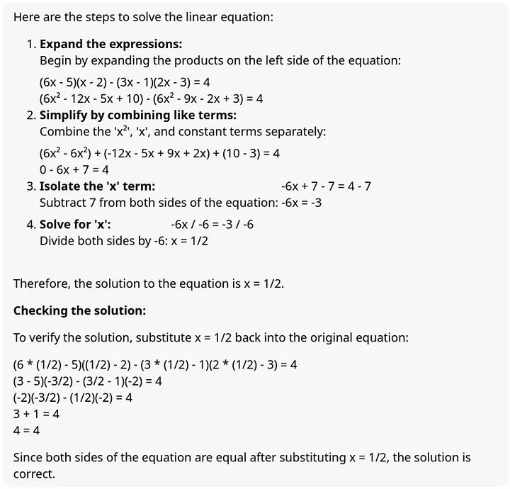 Gemini solution of Linear Equations problem