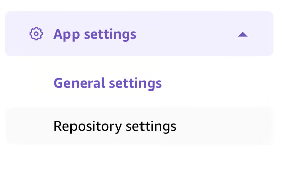 App settings drop down