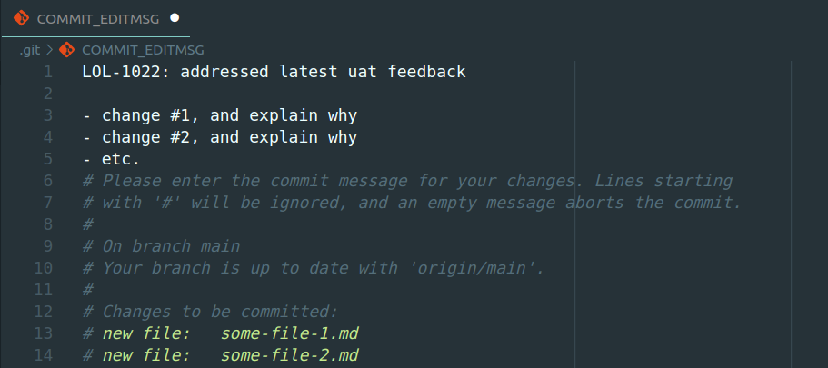 Multi-line commit with Jira ticket number