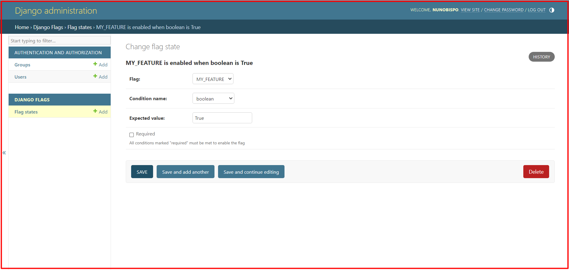 Managing flags in the Django Admin interface
