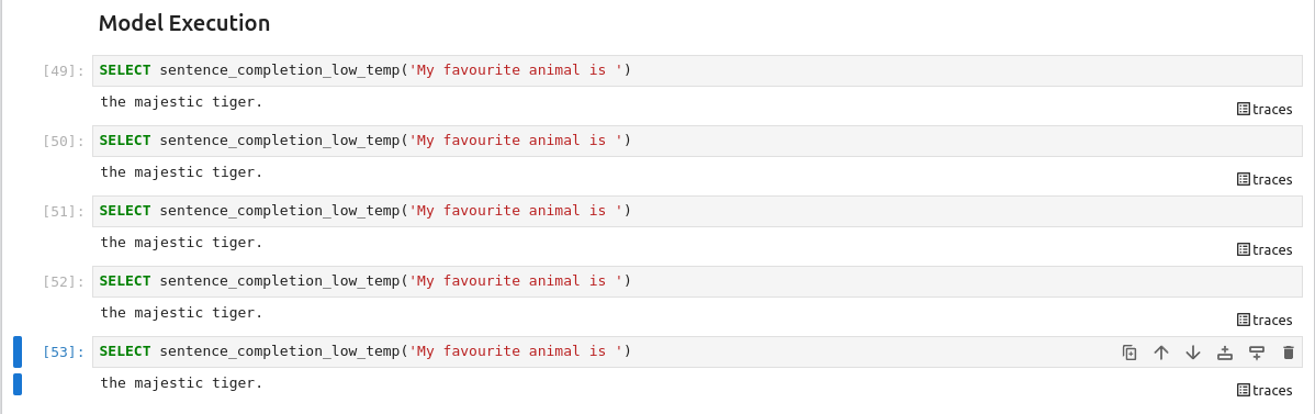 Model Output with temperature set to 0