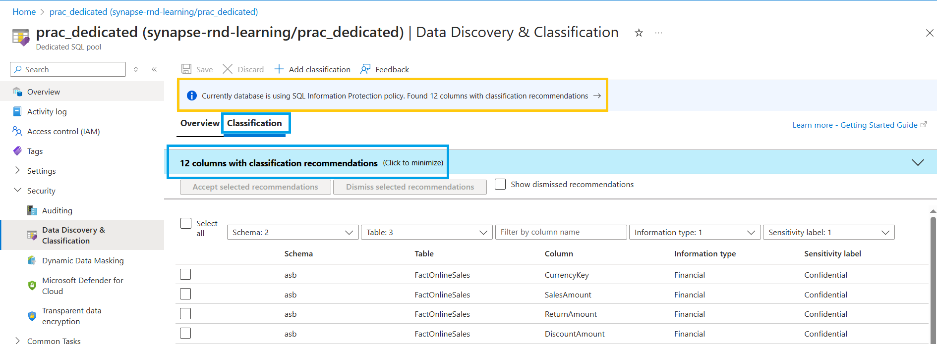 Classification Recommendation