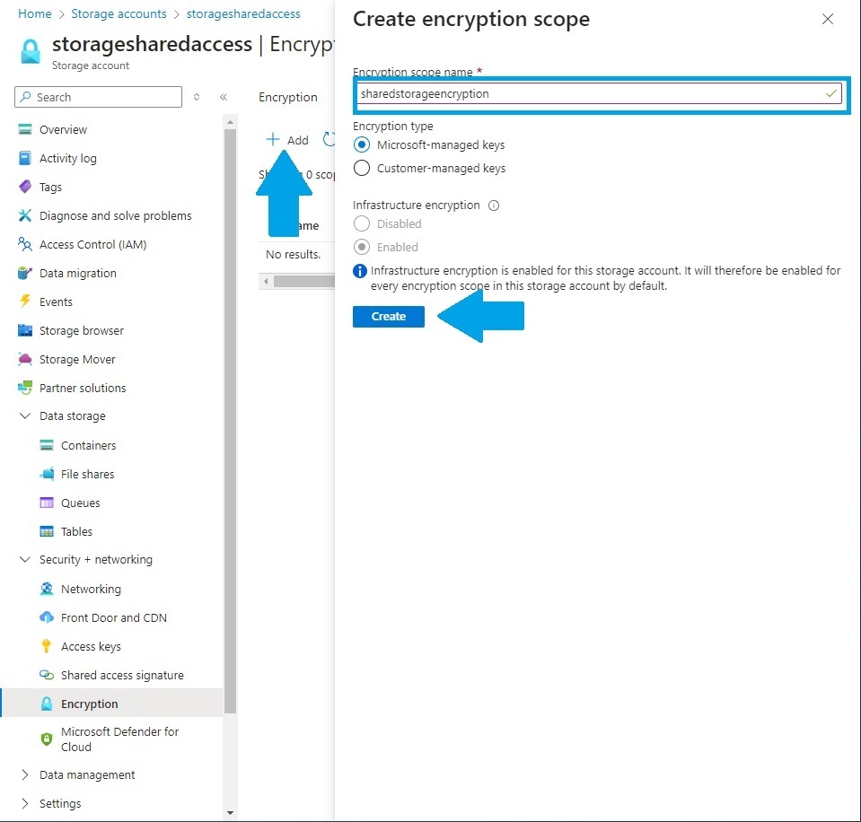Creating the encryption scope