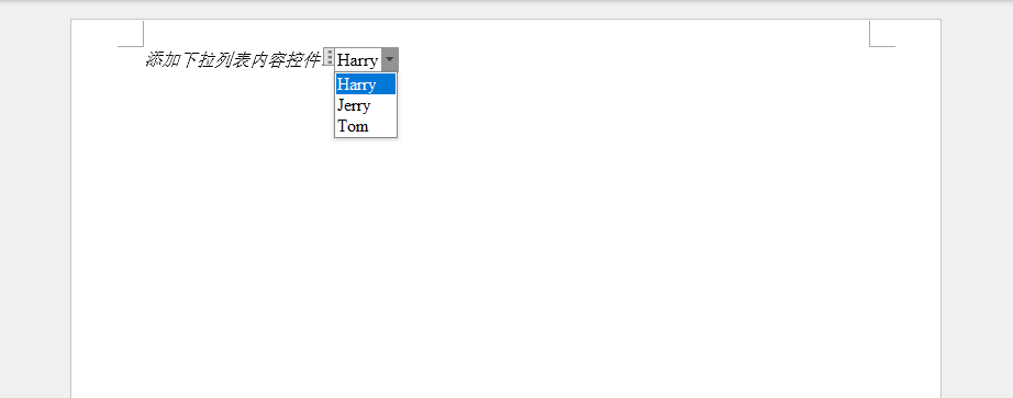 Adding Drop-Down List Content Controls