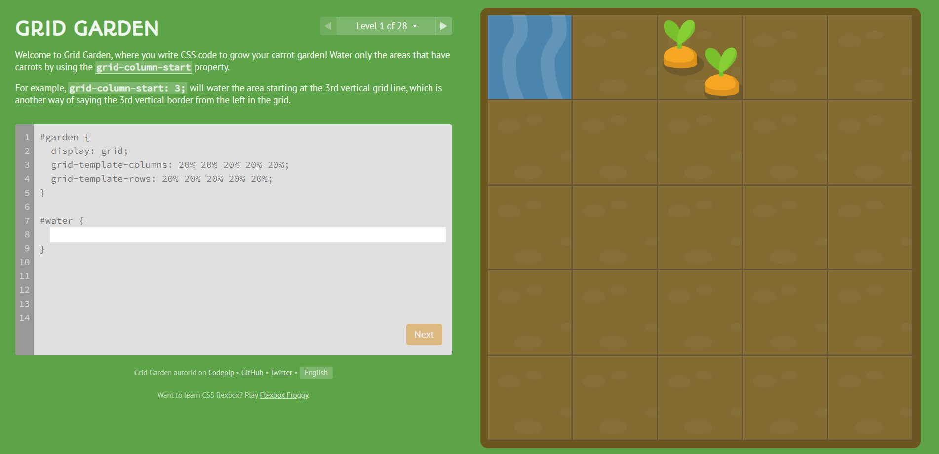 Grid Garden game